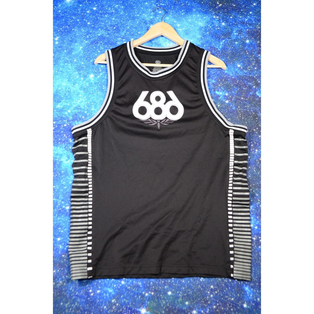 686 Jersey Tank Mens Large Black Performance-Dry Mesh Basketball Top Athletic